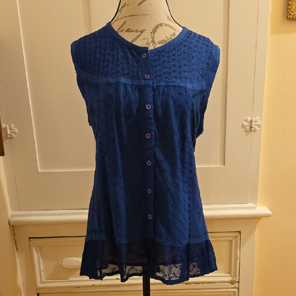 Advance royal blue cotton sleeveless top Sz M